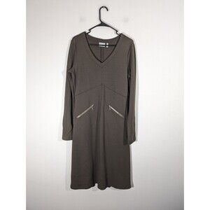 Athleta Celebration Ponte Knit Brown Dress Women Sz M Tall Modest Casual